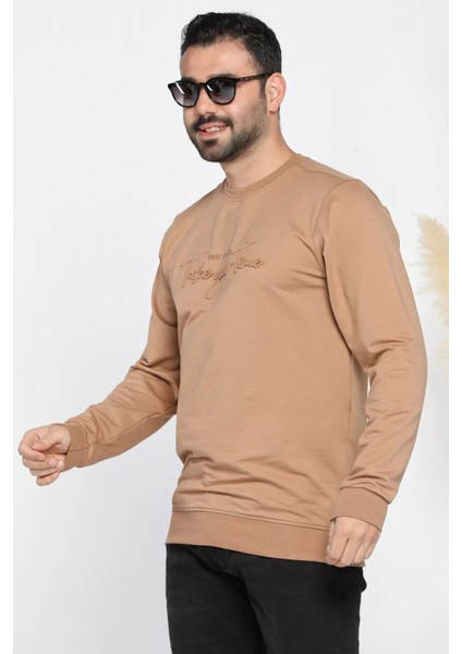 Erkek Bisiklet Yaka Yazı Kabartmalı Sweatshirt fırsatları