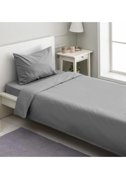 Cotton (Pamuk) 120 x 200+30 cm Gri Fitted (Lastikli) Tek Kişilik Çarşaf Bed Sheett fırsatları