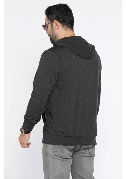 Erkek Kapüşonlu Baskılı Kanguru Cepli Sweatshirt