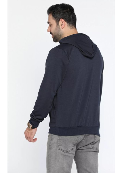 Erkek Kapüşonlu Baskılı Kanguru Cepli Sweatshirt