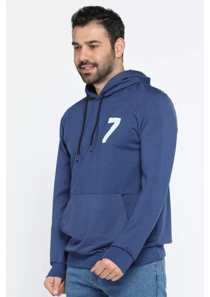 Erkek Kapüşonlu Baskılı Kanguru Cepli Sweatshirt