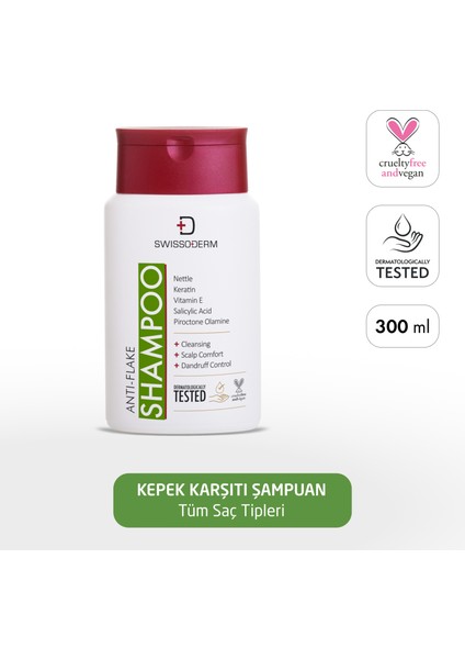 Kepek Karşıtı Şampuan, Salisilik Asit, Kepeğe Karşı Tuzsuz, Sülfatsız, Vegan, 300ML