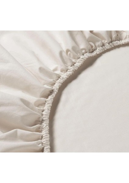 Cotton (Pamuk) 120 x 200+30 cm Krem Fitted (Lastikli) Tek Kişilik Çarşaf Bed Sheet