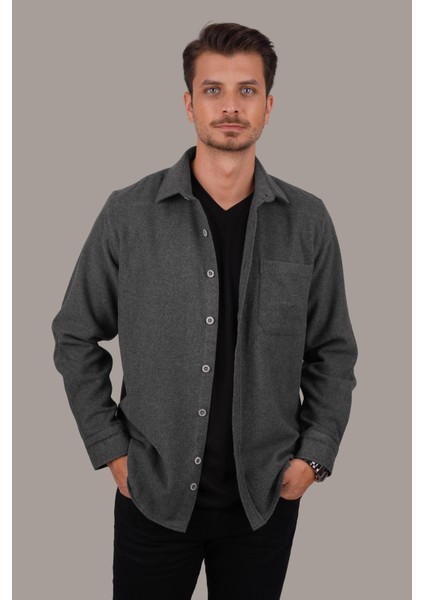 Füme Düz Oversize Oduncu Erkek Gömlek indirimleri