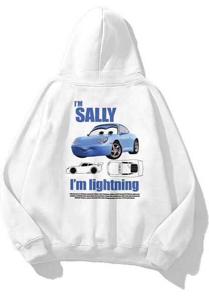 Unisex I'm Sally Cars Sweatshirt Beyaz