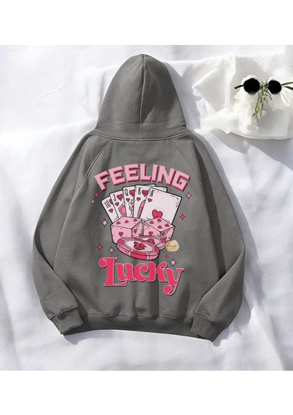 Pink Cart Antrasit Baskılı Kapşonlu Sweatshirt