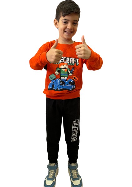 Minecraft Baskılı Erkek Çocuk Alt Üst Takım