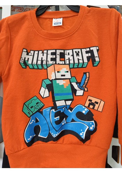 Minecraft Baskılı Erkek Çocuk Alt Üst Takım