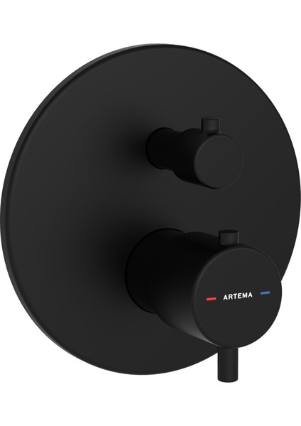 Root Round A4325836 Ankastre termostatik Banyo Bataryası, Mat Siyah
