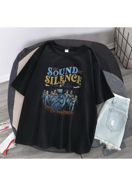 The Sound Of Silence Siyah Oversize T-Shirt