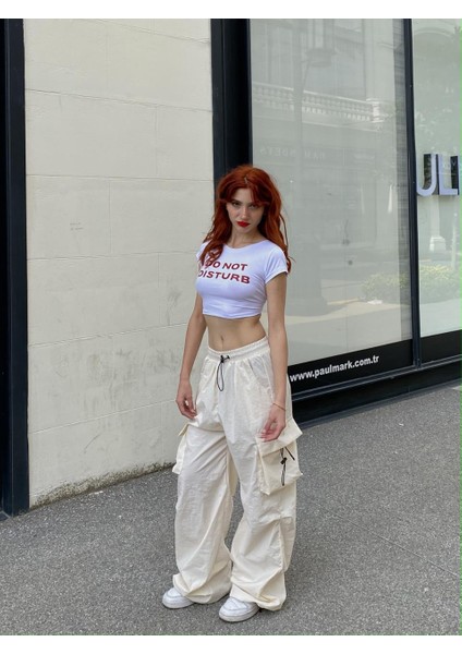 Krem Tactical Paraşüt Kumaş Kargo Cepli Oversize Unisex Pantolon fiyatları