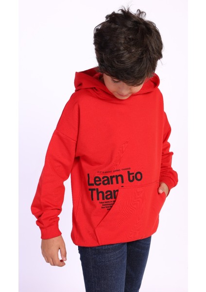 Erkek Çocuk Kapüşonlu Kanguru Cepli Baskılı Sweatshirt fiyatları
