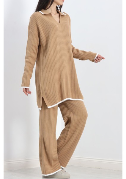 Fitilli Polo Yaka Triko Takım Camel - 16644.1612. fiyatları