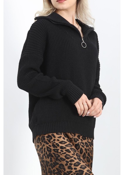 Fermuar Yaka Triko Bluz Siyah - 4047.1577. modelleri