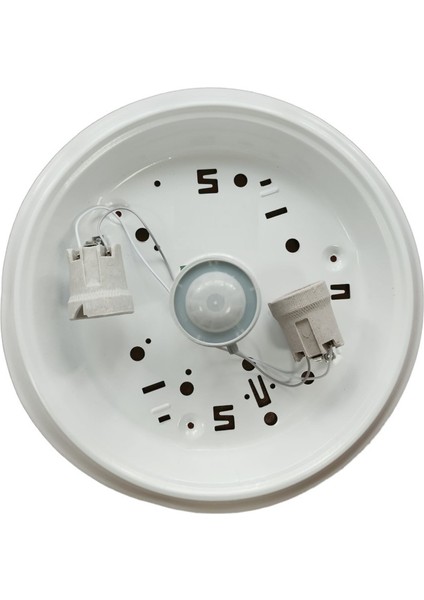 Luce Sensörlü Tavan Armatürü - 2 x E27 Duy - Beyaz Kasa - Pc Gövde - E2002-PT