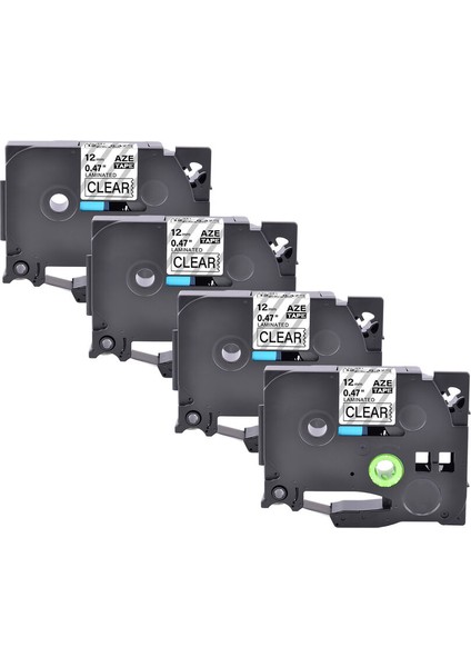 Brother P-Touch Pt-D Etiket Için 4pk TZ-131 TZE-131 Siyah Şeffaf Bant (Yurt Dışından)