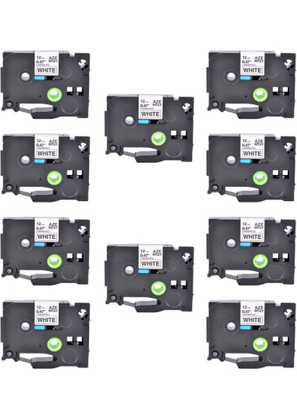 Brother 10X Etiket Şeridi Pz TZE-231 Siyah Beyaz Uyumlu (Yurt Dışından)