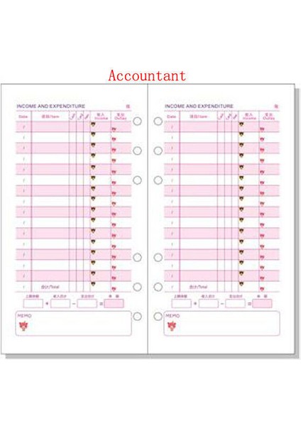 Muhasebeci Tarzı A6 A5A6 Çizgi Film Renkli Planlayıcı Günlük Içi Dolgu Not Defteri Takvim Organizatörü (Yurt Dışından)