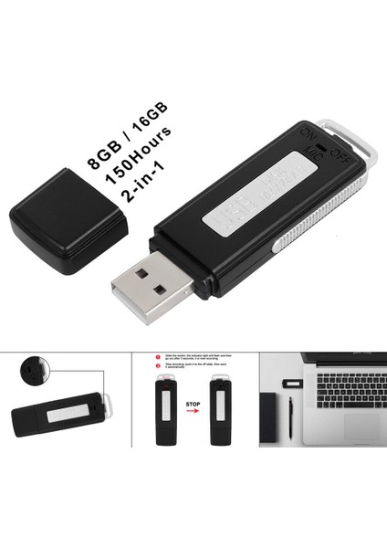 8gb USB Mini Ses Kaydedici Dijital Kayıt 16GB Küçük Sürücü Ses Kaydı 180 Saat Us (Yurt Dışından) fiyatları