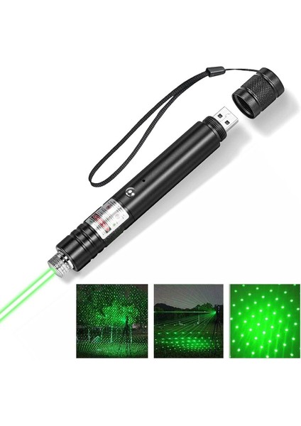 USB Şarj Edilebilir 990 Mil Yeşil Lazer Işaretçi Kalem Işık Harika Yıldız Işını Lazer (Yurt Dışından)