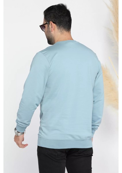 Erkek Bisiklet Yaka Yazı Kabartmalı Sweatshirt