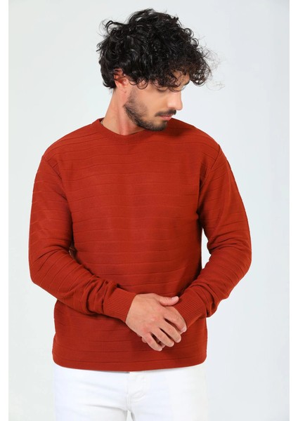 Erkek Bisiklet Yaka Çizgi Desenli Triko Kazak fırsatları