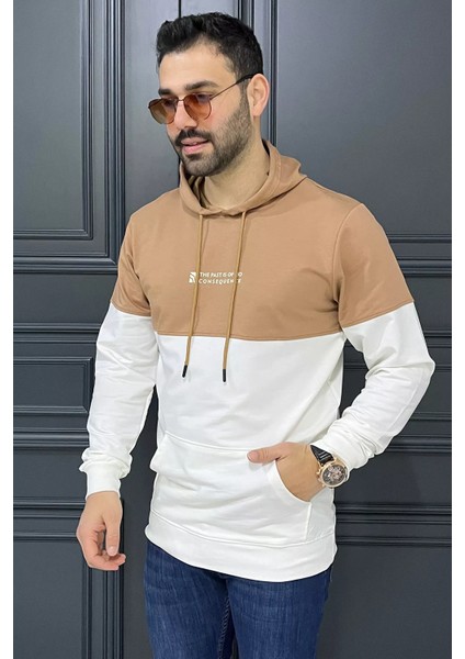 Erkek Kapüşonlu Baskılı Renk Granili Sweatshirt modelleri