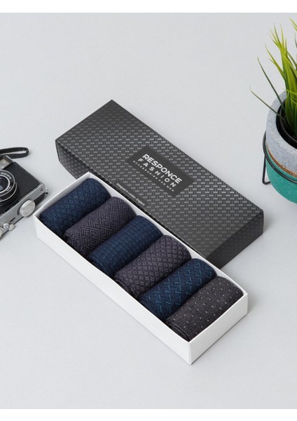 6'lı Erkek Çorap, Bambu Renkli Spor Desenli Güçlendirilmiş Yıkamalı Kutulu Dikişsiz Koşu Yürüyüş Spor Performans (40-44)