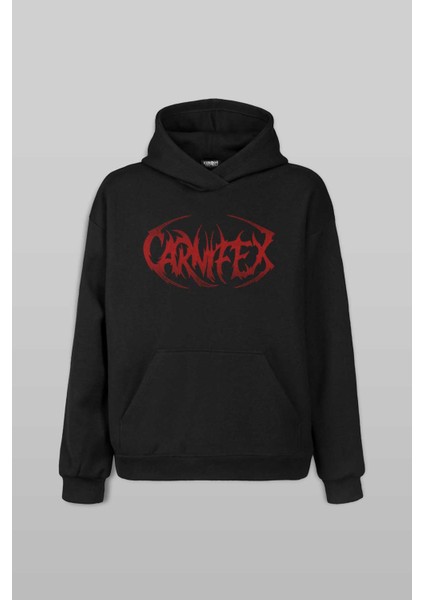 Unisex Hoodie Carnifex Baskılı Sweatshirt Siyah