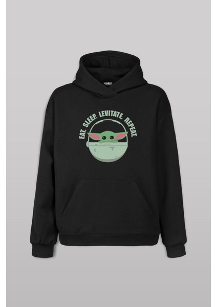 Baby Yoda The Mandalorian Star Wars Bebek Yoda Ön Baskılı Sweatshirt Unisex Kapüşonlu Hoodie
