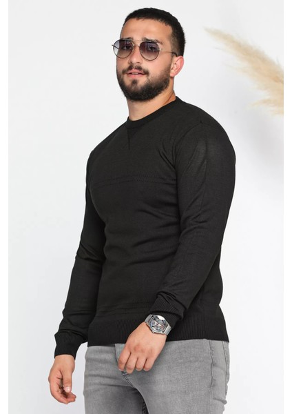 Erkek Bisiklet Yaka Desenli Triko Kazak modelleri