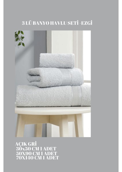 3 Parça Ekonomik Banyo Havlu Seti Pamuklu Ezgi fiyatları