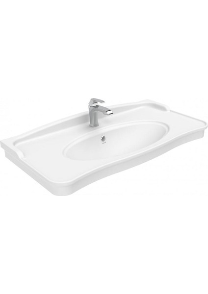 Antik Etajerli Lavabo Beyaz 100CM