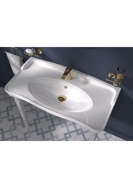 Antik Etajerli Lavabo Beyaz 100CM modelleri