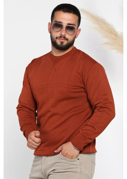Erkek Bisiklet Yaka Desenli Triko Kazak