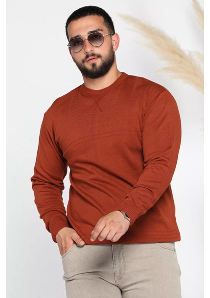 Erkek Bisiklet Yaka Desenli Triko Kazak modelleri
