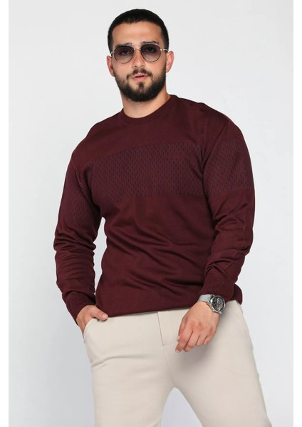 Erkek Bisiklet Yaka Desenli Triko Kazak modelleri