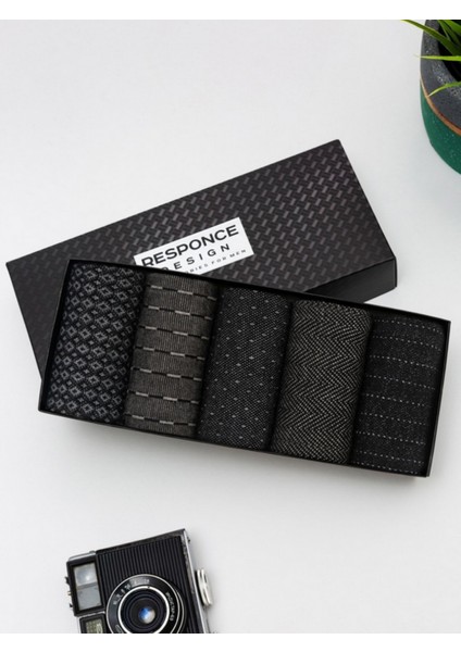 5'li Erkek Çorap, Bambu Renkli Spor Desenli Güçlendirilmiş Yıkamalı Kutulu Dikişsiz Koşu Yürüyüş Spor Performans (40-44)