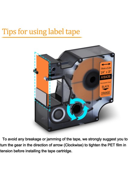 Dymo Rhino Için 1pk Siyah Üzeri Turuncu Vinil Etiket Bant (Yurt Dışından) modelleri