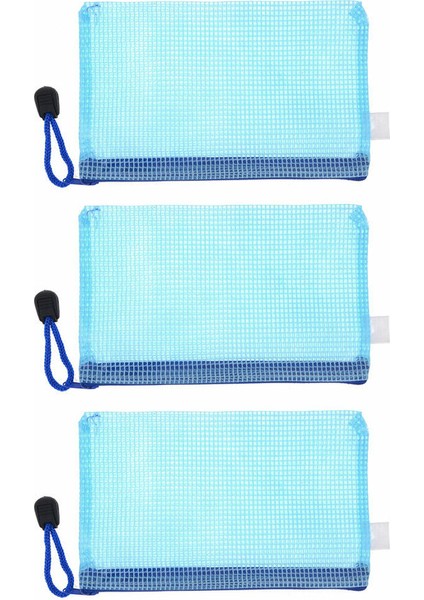 Kare Desenli Fermuarlı Şeffaf Mavi 23CM x 17CM Dosya A5 Tutucu Çanta (Yurt Dışından)