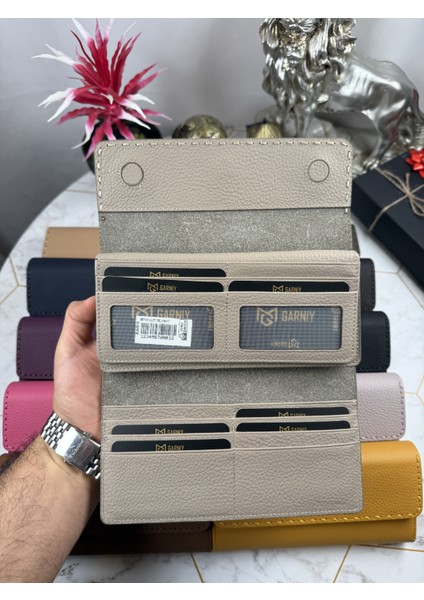 Hakiki Deri Telefon Bölmeli Bej Cüzdan 38714