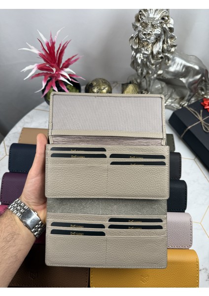 Hakiki Deri Telefon Bölmeli Bej Cüzdan 38714
