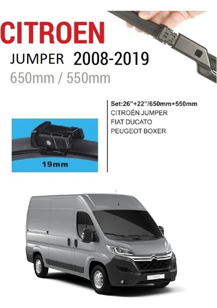 Citroen Jumper Ön Cam Muz Silecek Takımı (2008-2019)
