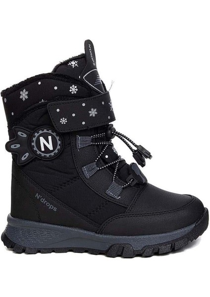 Suya Soğuğa Aşınmaya Dayanıklı, Kürklü, Ortopedik Taban Cırtlı Kar Botu -Siyah Füme