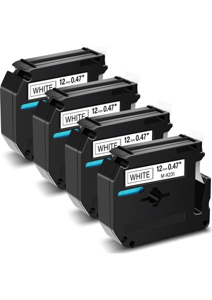 Brother M-K P-Touch 12MM Uyumlu 4pk Siyah Beyaz Etiket Şeridi (Yurt Dışından)