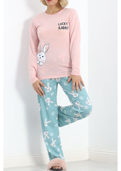 Baskılı Rotasyon Pijama Takımı Pudratavşan - 151.1287.