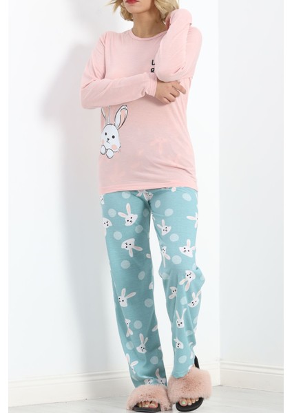 Baskılı Rotasyon Pijama Takımı Pudratavşan - 151.1287. fırsatları