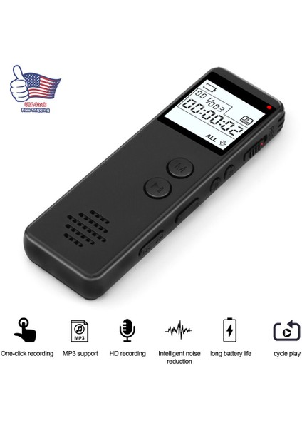 Dijital Ses Kaydedici Diktaphon Ses Spy Mini Kaydedici Mikrofon Ders Mp3 Sound - Türkçe (Yurt Dışından)