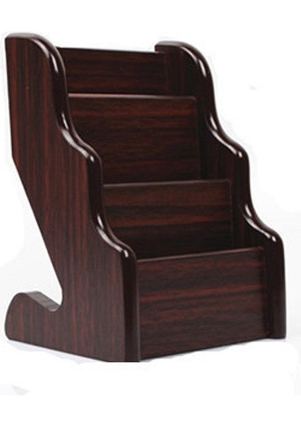 Ahşap Kartvizitlik Kılıfı Ofis Ev Masa 3 Katlı Depolama Kutusu Koyu Kahverengi (Yurt Dışından)