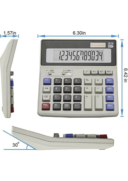 #1 Günlük Temel Ofis Işleri Için Standart Fonksiyonlu Masaüstü Hesap Makinesi Büyük Tuşlu 12 Haneli (Yurt Dışından)